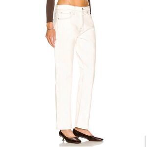 Frame Le Pixie Slouch Low Rise Straight Denim Jeans Off White/Cream